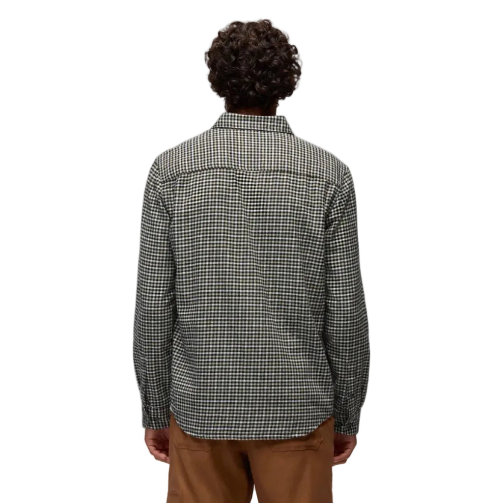 Back view of the prAna Men’s Dolberg Slim-Fit Flannel Shirt in Chamois