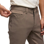 Detail view of the pockets and stretch fabric on the prAna Men’s Stretch Zion 5-Pocket Slim Pant in Mud
