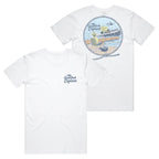 The Qualified Captain Back In Tee in White featuring front and back Down With the Ship graphics