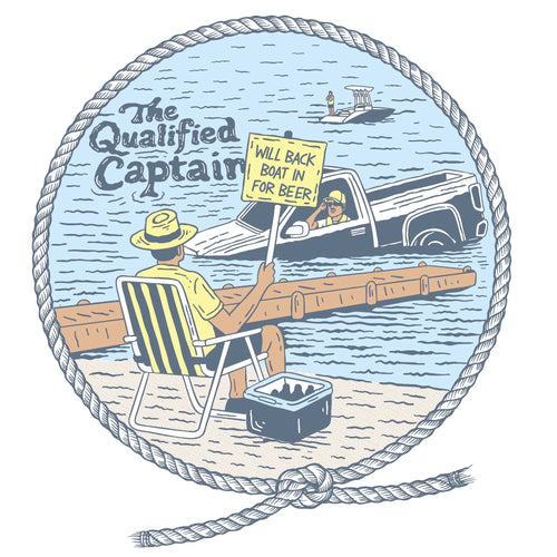 The Qualified Captain Back In Tee 
Featuring Down With the Ship graphics