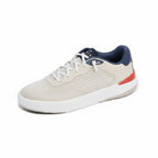 Reef Shoreline Del Mar Tan White Navy angled side view sneaker
