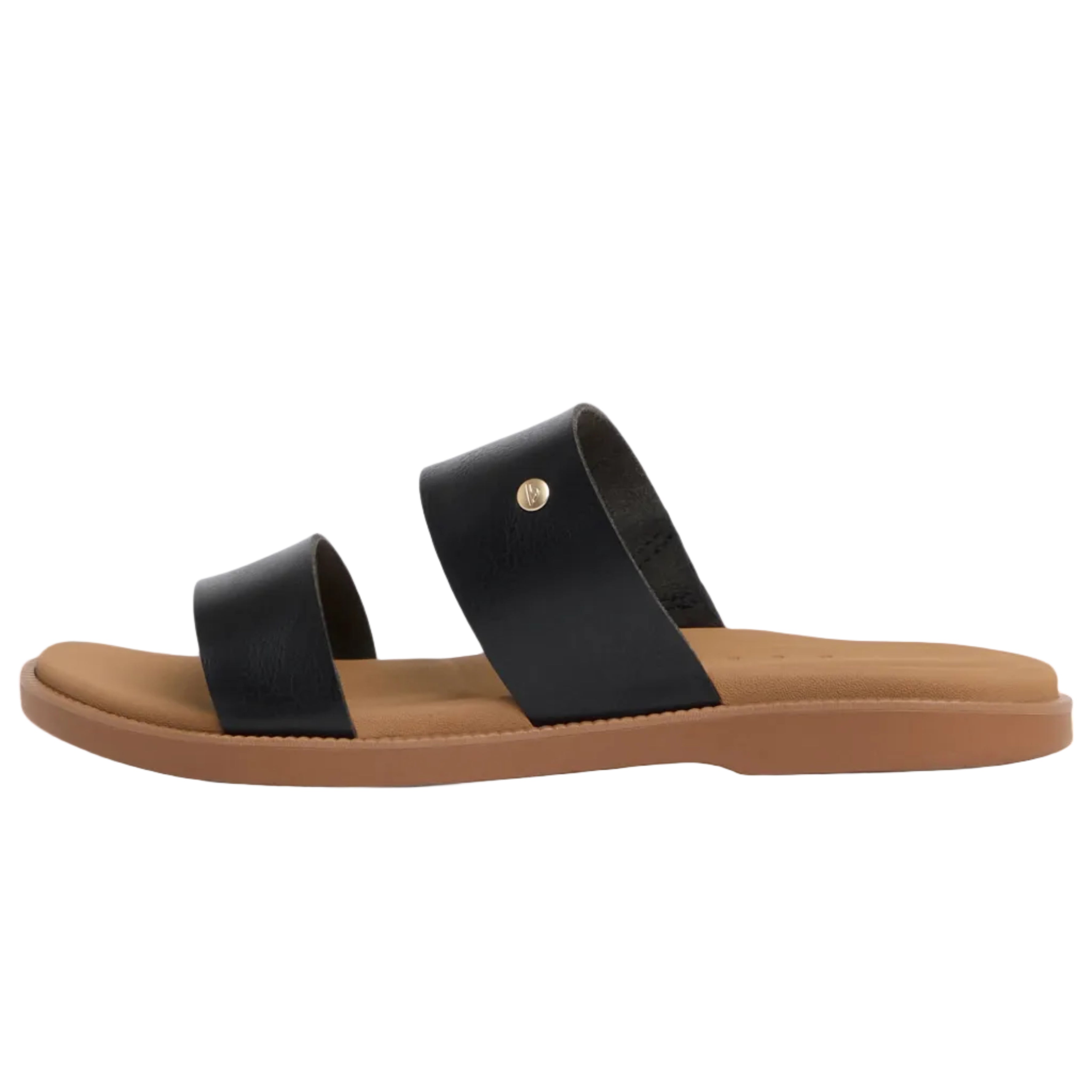 REEF Women’s Sunny Alisah Slide Black/Tan outside side view