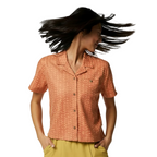 Shimmer Cantaloupe Afuera button up shirt lightweight hemp blend with chest pocket