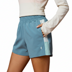 Breathable recycled fabric shorts with side paneling for warm weather