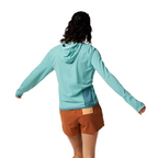 Sombra sun hoodie showing back view, hood, and side back pocket