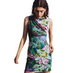 Draped Floral Dress