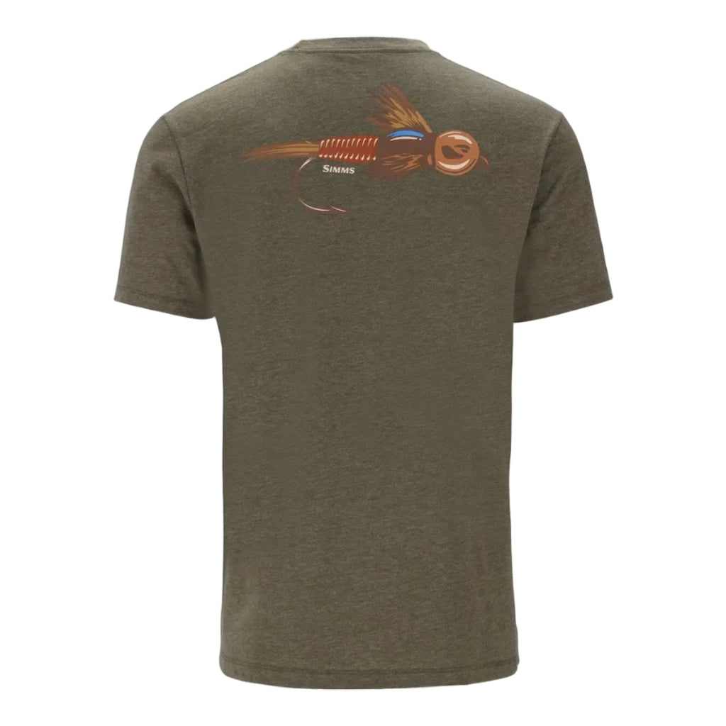 Simms Let It Fly T-Shirt Military Heather back graphic view