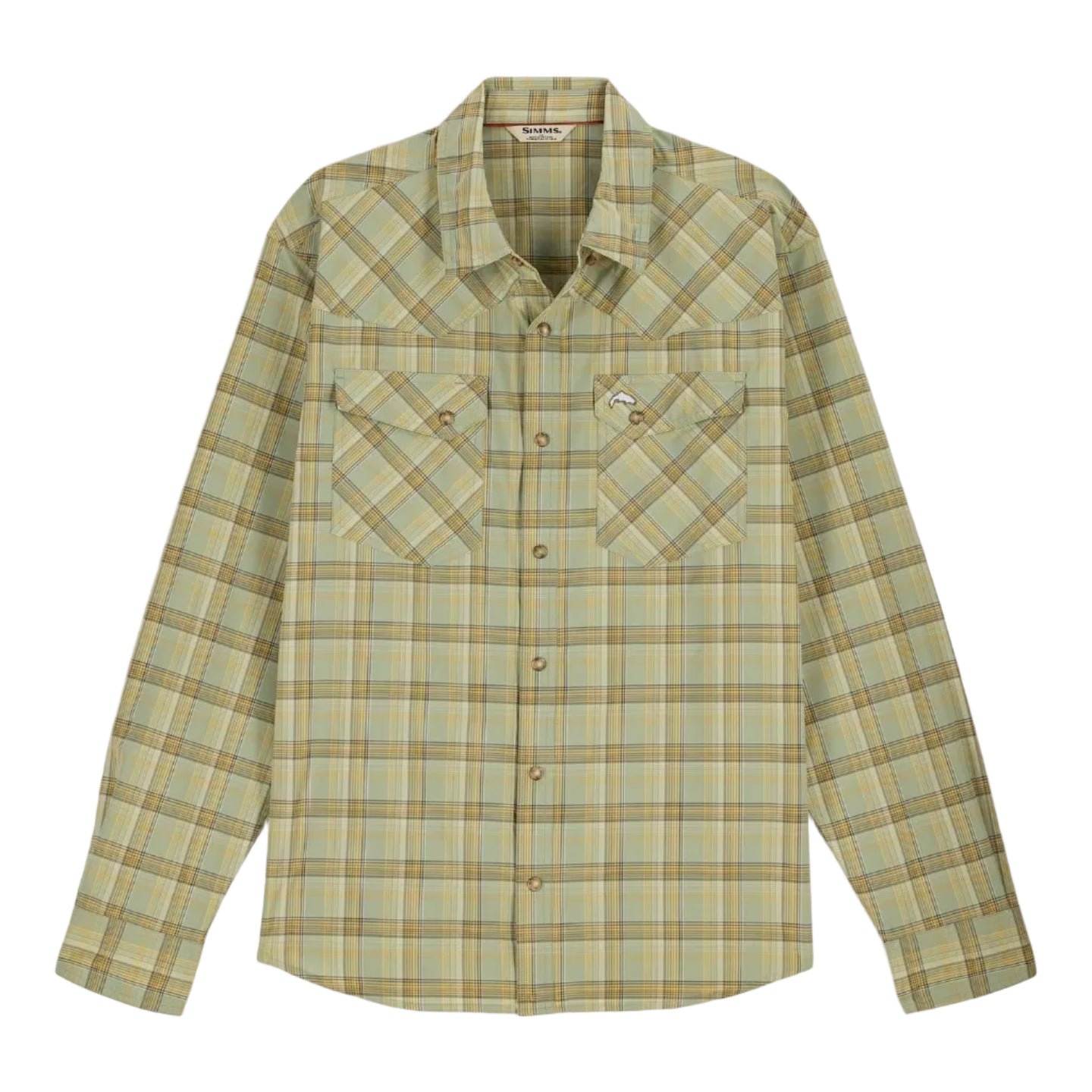 Simms Men’s Brackett Long-Sleeve Shirt Pale Pine Bracket front view