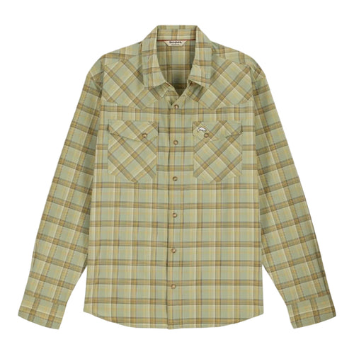 Simms Men’s Brackett Long-Sleeve Shirt Pale Pine Bracket front view