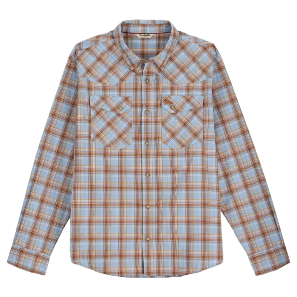 Simms Men’s Brackett Long-Sleeve Shirt Steel Blue front view