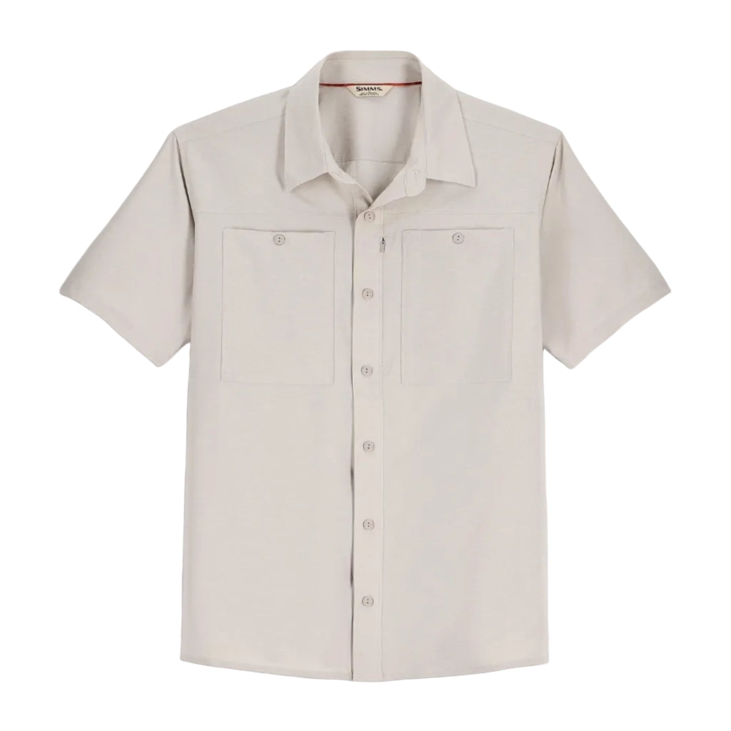 Simms Men’s Launch Short-Sleeve Shirt Lunar Grey Heather front view
