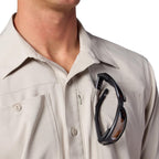 Simms Men’s Launch Short-Sleeve Shirt Lunar Grey Heather pocket detail