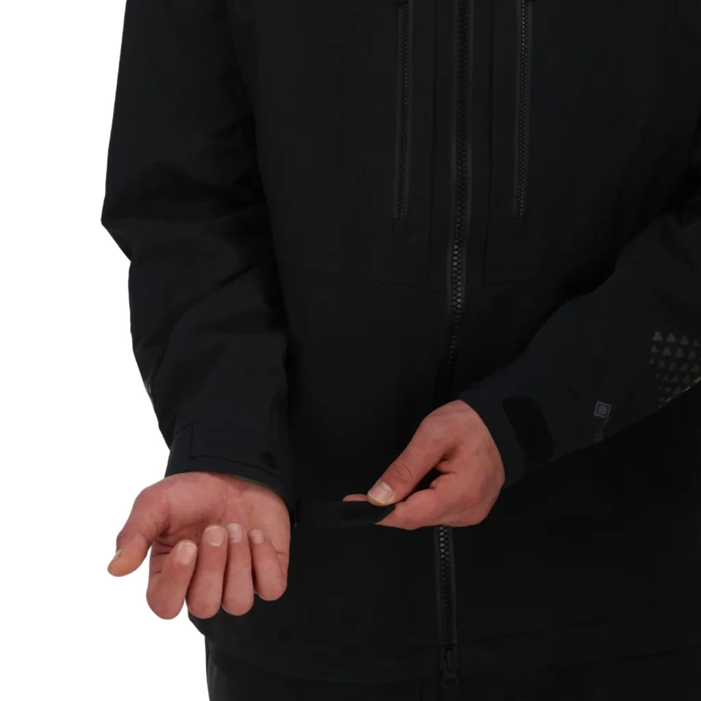 Simms Men’s ProDry Fishing Jacket in Black articulated sleeve and cuff detail