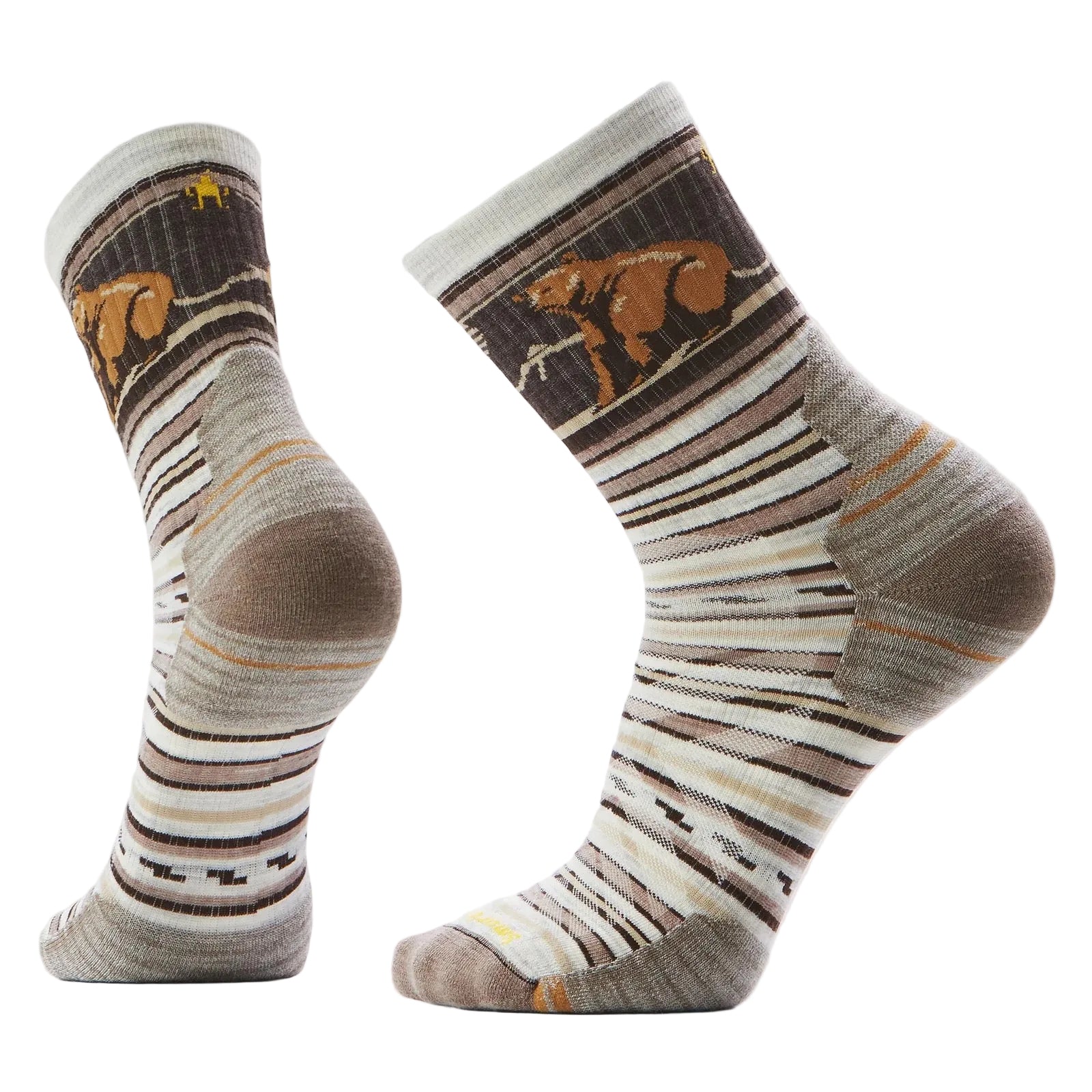 Pair of Smartwool Hike Bear Stripe Mid Crew Socks in Ash