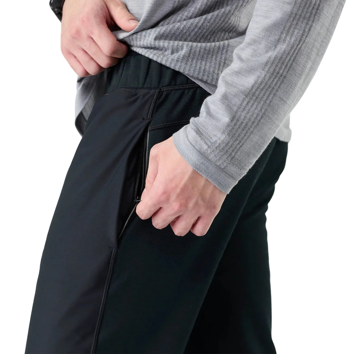 Close-up detail of Smartwool Men’s Active Fleece Wind Pant in Black