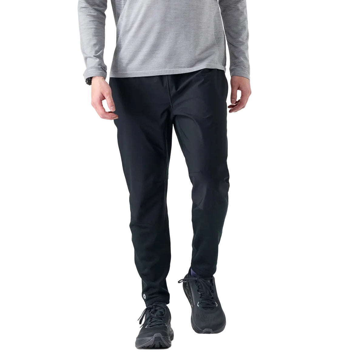 Front view of Smartwool Men’s Active Fleece Wind Pant in Black