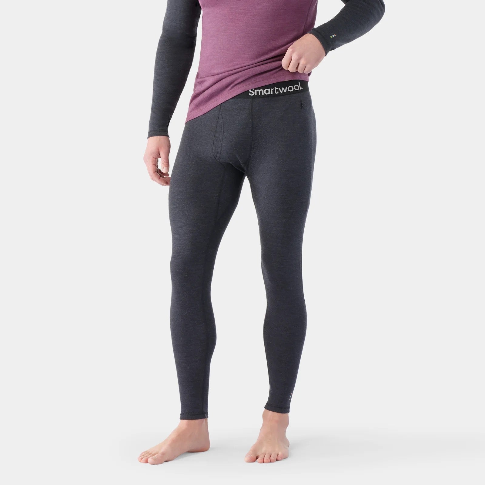 Smartwool Men’s Classic Thermal Merino Base Layer Bottom in Charcoal Heather front view