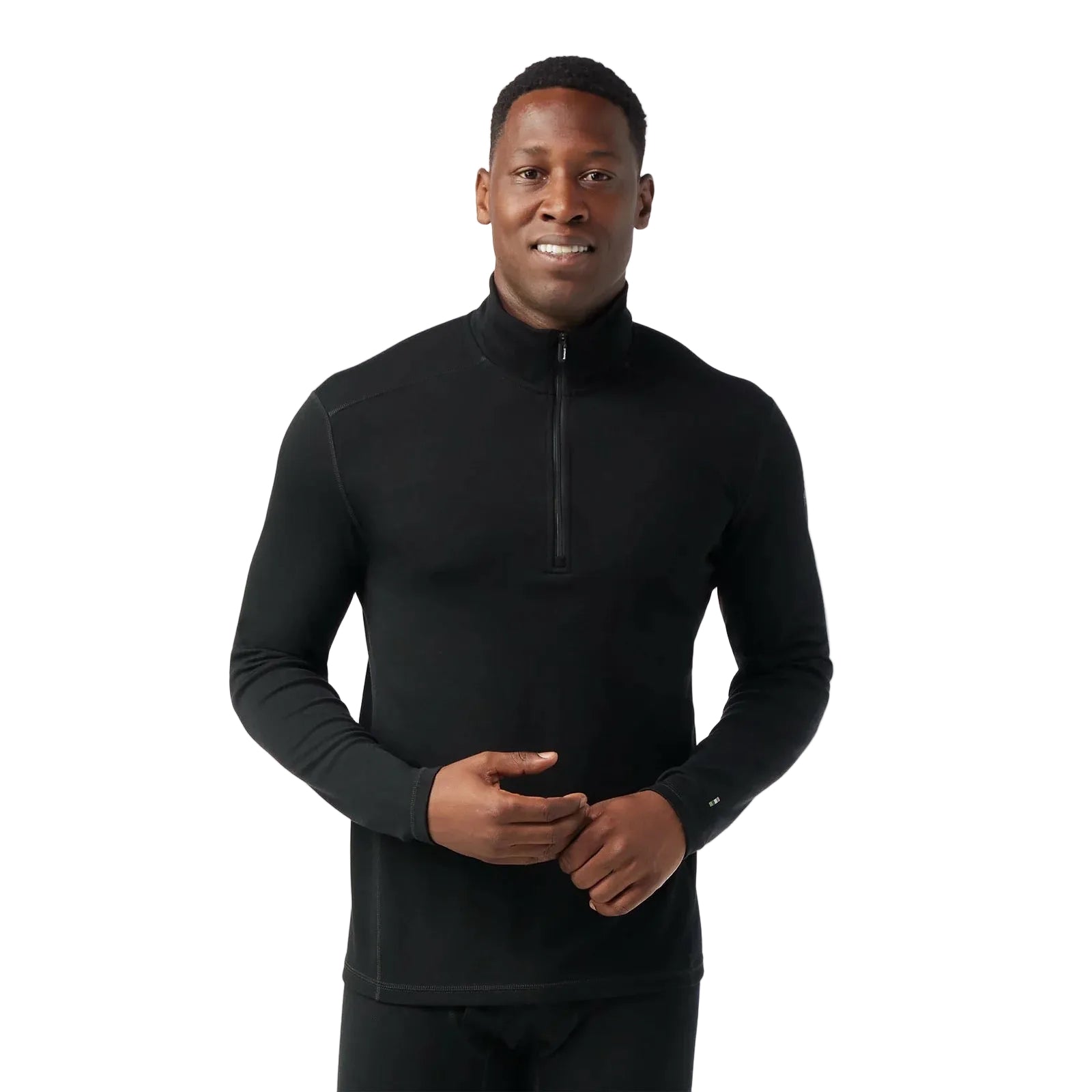 Smartwool Men’s Classic Thermal Merino Base Layer 1/4 Zip in Black front view