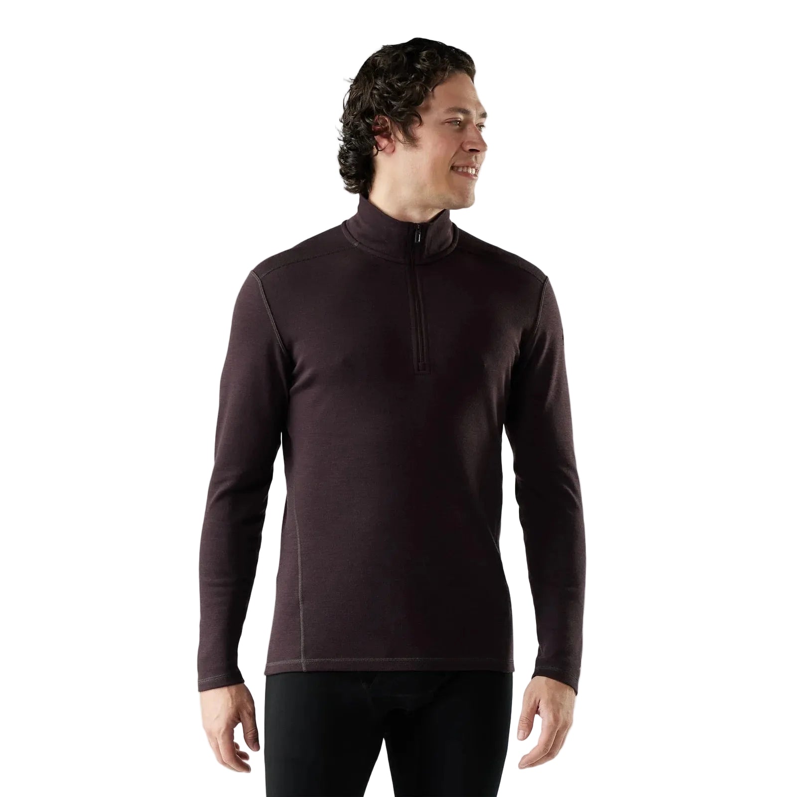 Smartwool Men’s Classic Thermal Merino Base Layer 1/4 Zip in Mink Heather front view