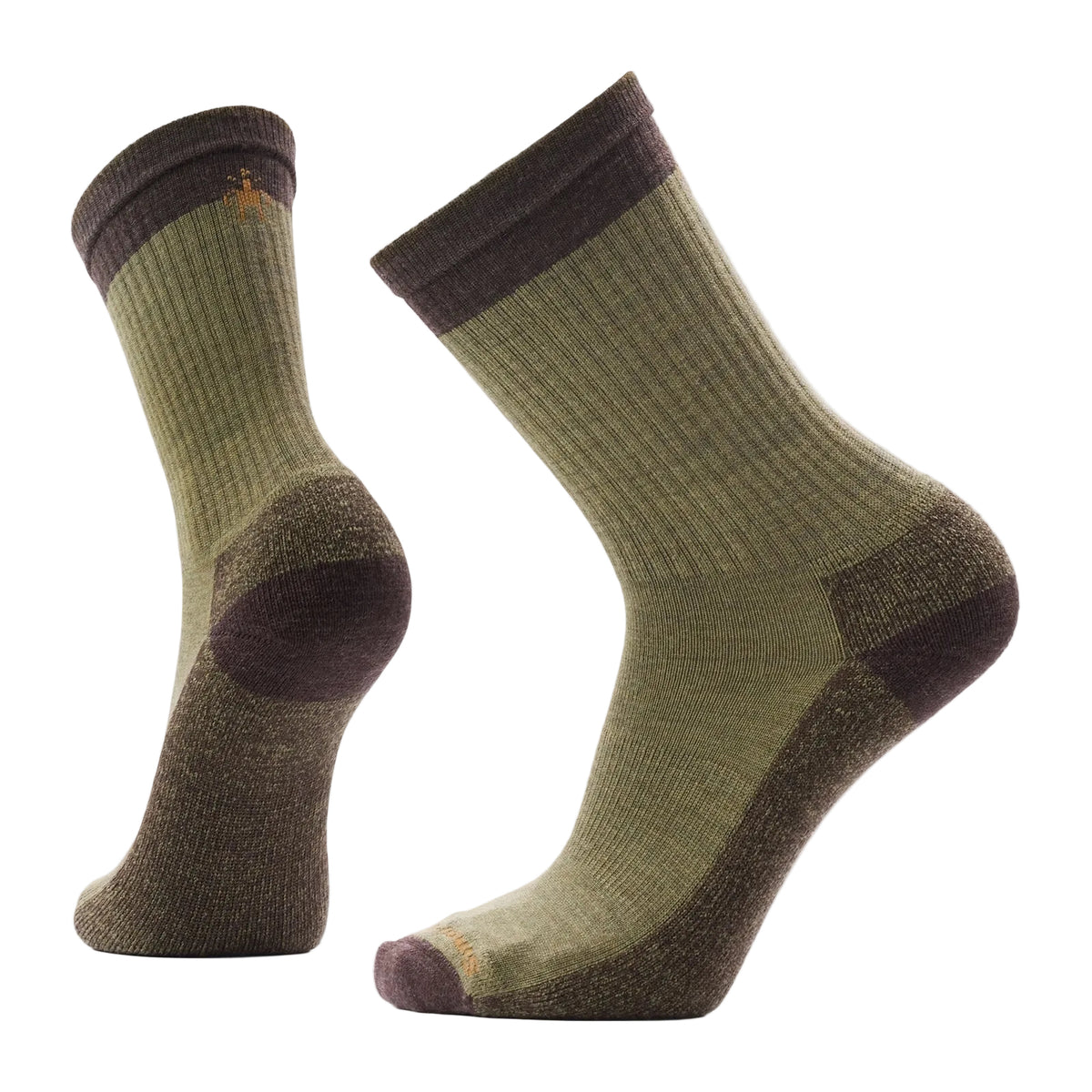 Pair of Smartwool Men’s Everyday Rollinsville Crew Socks in Winter Moss, showing the knit design
