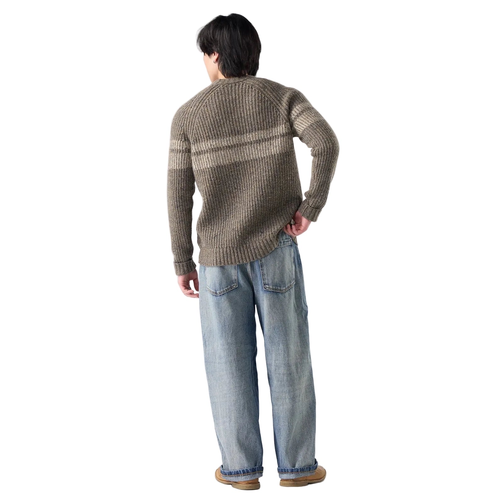Smartwool Men’s Fisherman Crew Sweater in Mocha Heather back view