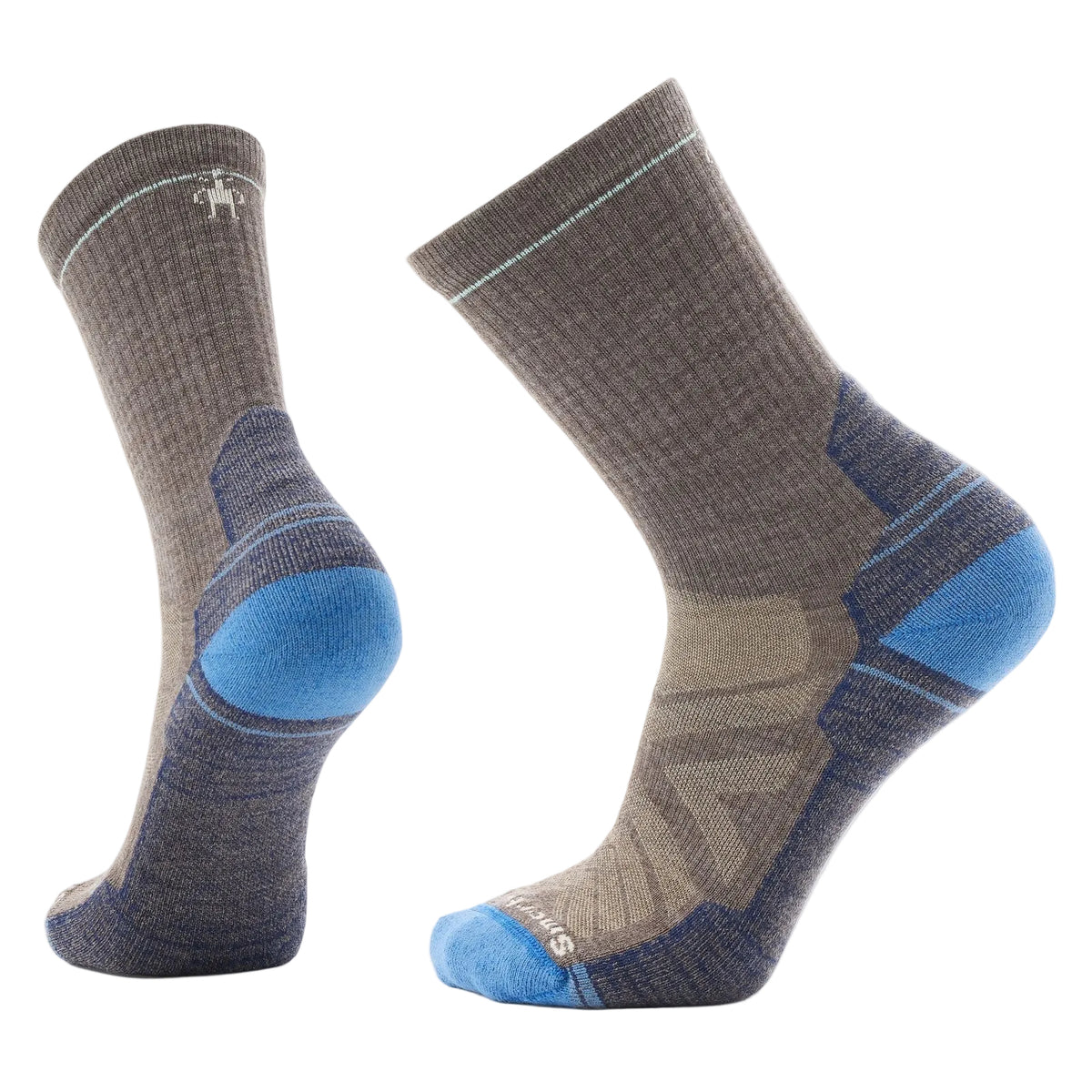 Front view of Smartwool Men’s Hike Light Cushion Crew Socks in Taupe-Laguna Blue