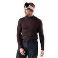 Smartwool Men’s Intraknit Thermal Merino Base Layer 1/4 Zip in Dark Mink-Burnt Sienna front view