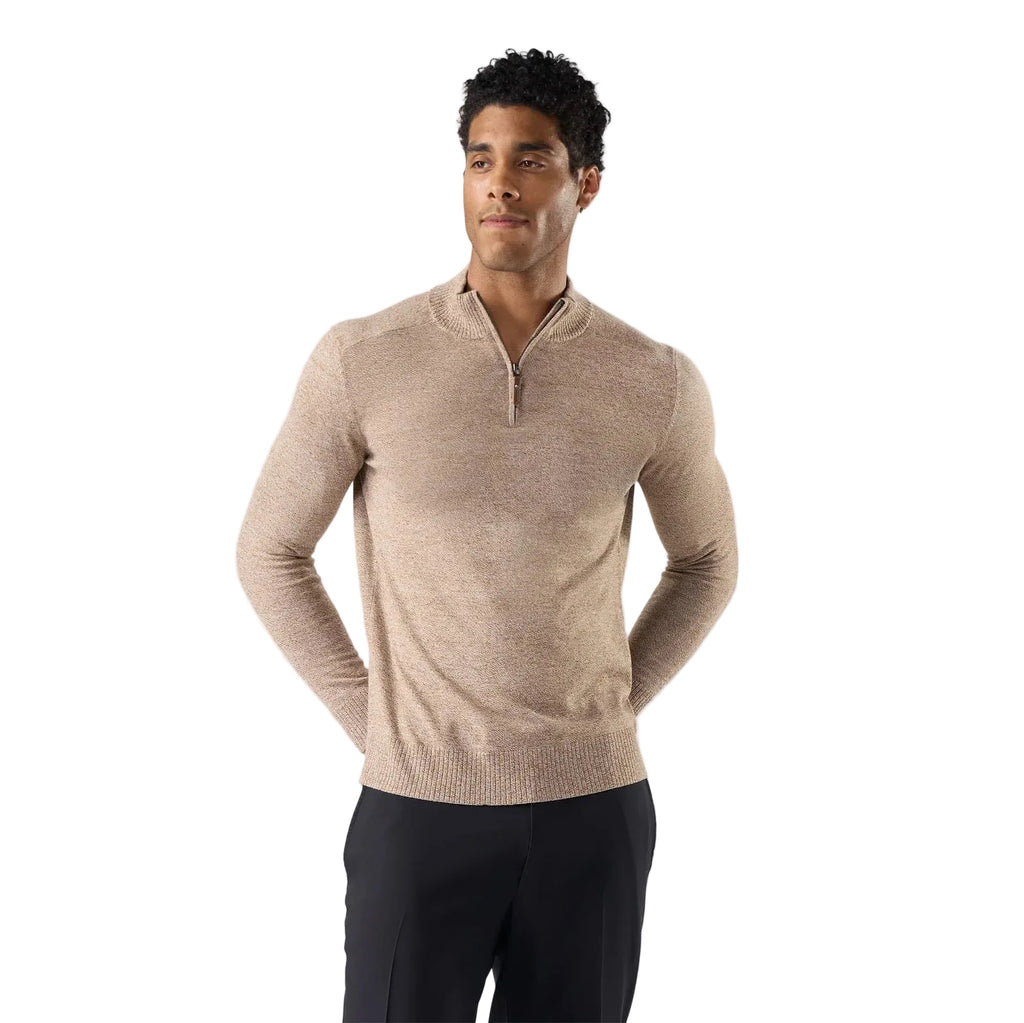 Smartwool Men’s Sparwood 1/4 Zip Sweater in Mocha Heather Marl front view
