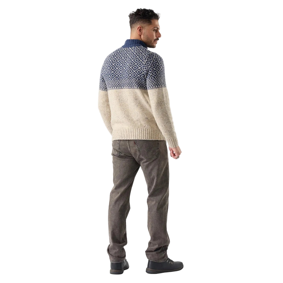 Back view of Smartwool Men’s Summit 1/4 Zip Sweater in Oat Heather