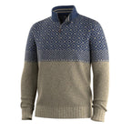 Quarter-zip collar detail on Smartwool Men’s Summit Sweater in Oat Heather