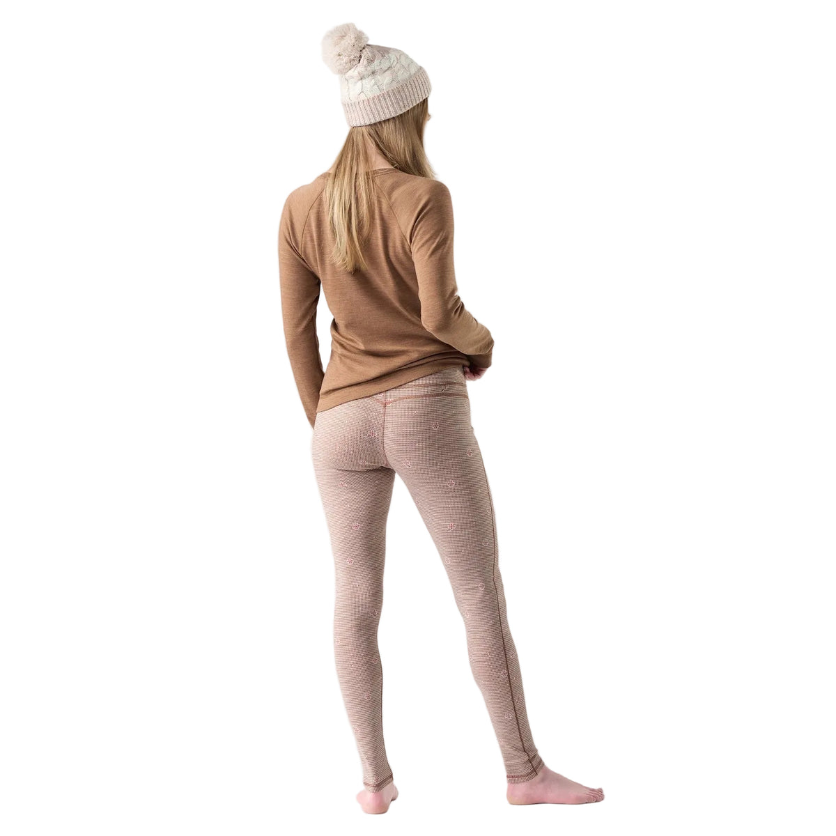 Smartwool Women's Classic Thermal Merino Base Layer Bottom in Almond Mini Meadow, back view