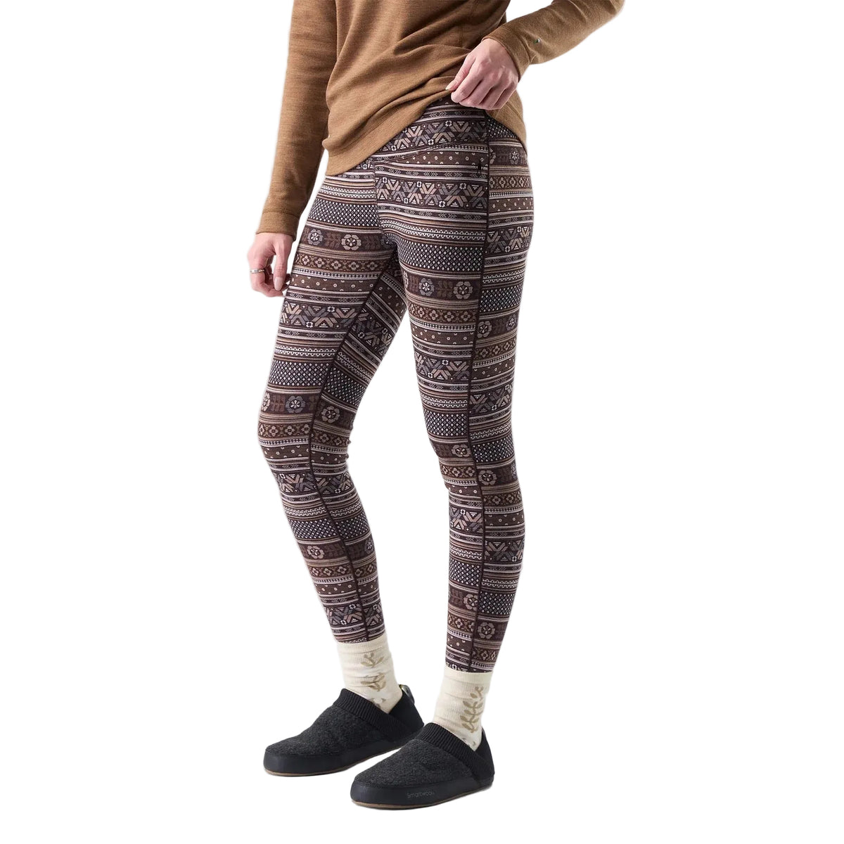 Smartwool Women's Classic Thermal Merino Base Layer Bottom in Mocha Fair Isle Fun, front view