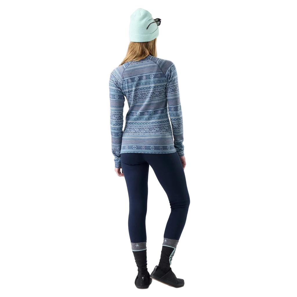 Smartwool Women's Classic Thermal Merino Base Layer Crew in Nightfall Fair Isle Fun, back view