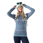 Smartwool Women's Classic Thermal Merino Base Layer Crew in Nightfall Fair Isle Fun, front view