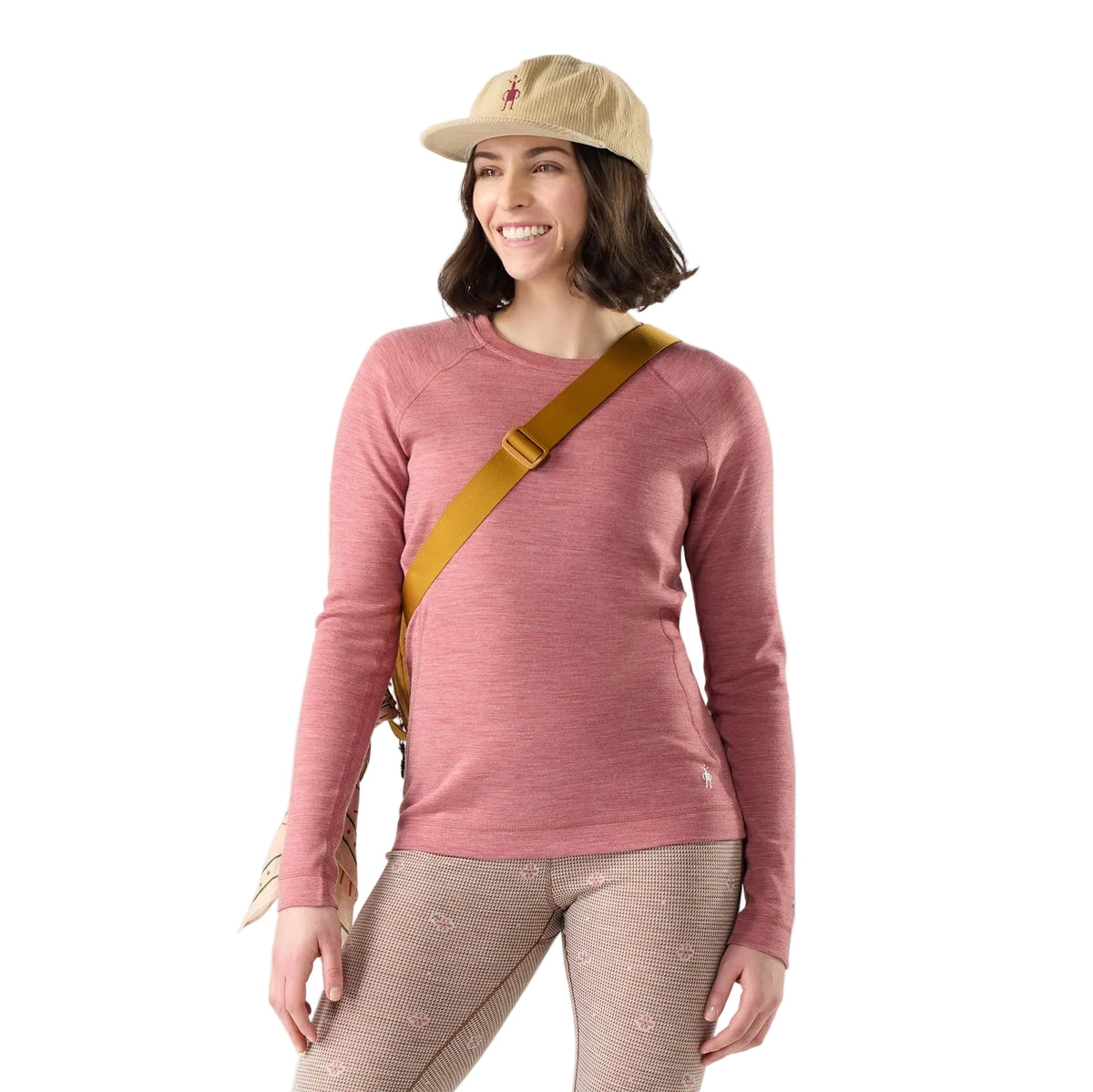 Smartwool Women's Classic Thermal Merino Base Layer Crew in Rosewood Heather, front view