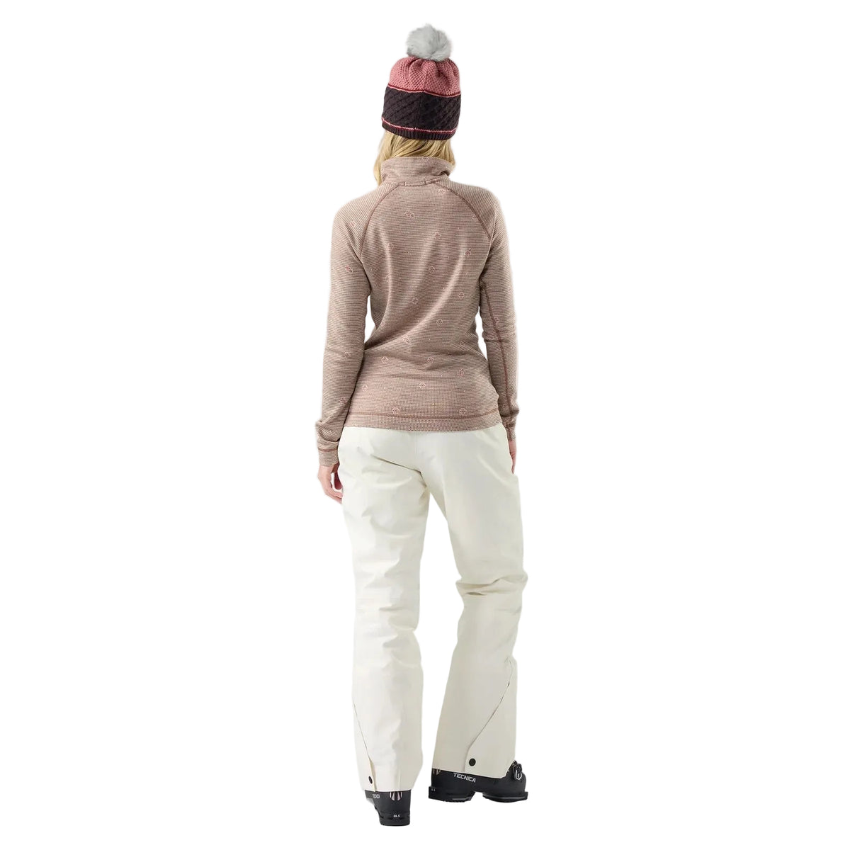 Smartwool Women's Classic Thermal Merino Base Layer 1/4 Zip in Almond Mini Meadow, back view