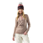 Smartwool Women's Classic Thermal Merino Base Layer 1/4 Zip in Almond Mini Meadow, front view