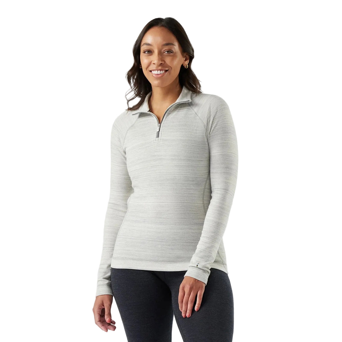 Smartwool Women's Classic Thermal Merino Base Layer 1/4 Zip in Light Gray Color Shift, front view