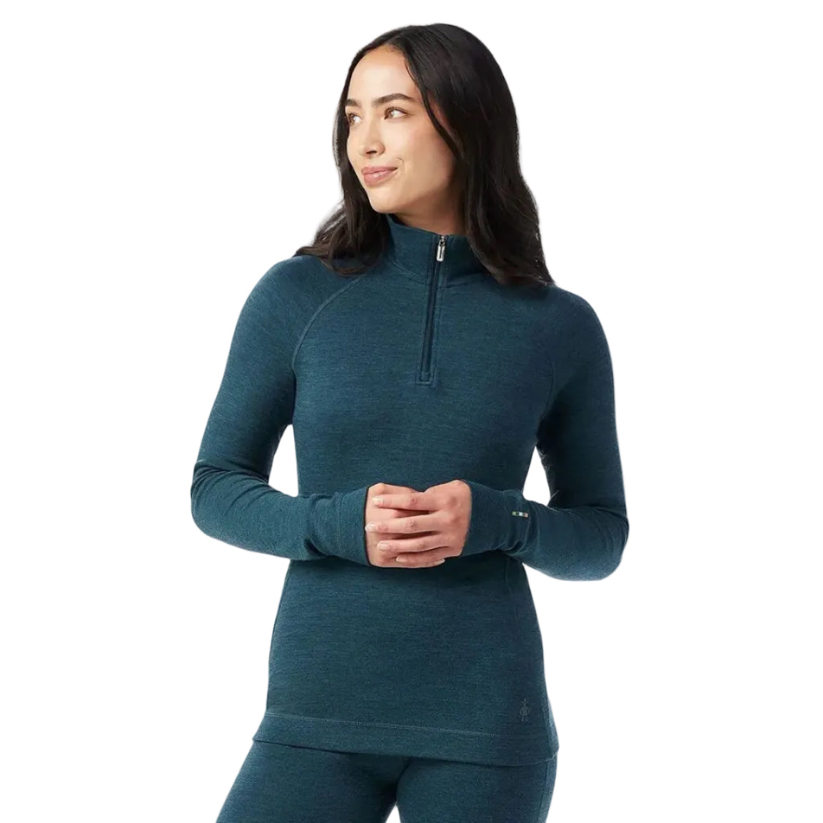 Smartwool Women's Classic Thermal Merino Base Layer 1/4 Zip in Nightfall Fair Isle Fun, front view