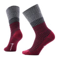 Smartwool Women's Everyday Cozy Popcorn Cable Crew Socks in Black and Tibetan Red showing the pair with cable-knit texture