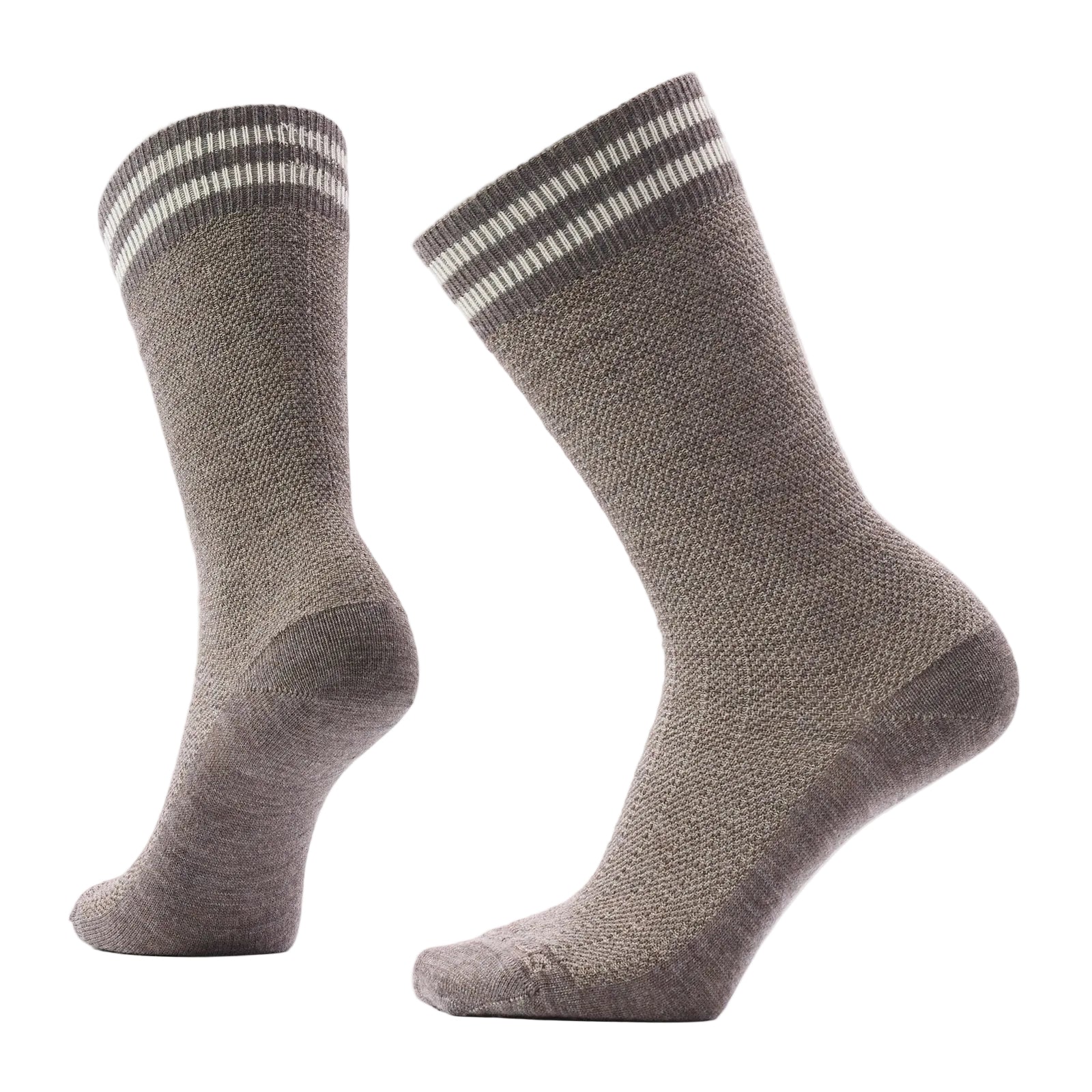 Pair of Smartwool Women’s Everyday Courtside Texture Tall Crew Socks in Taupe, showing the textured knit design