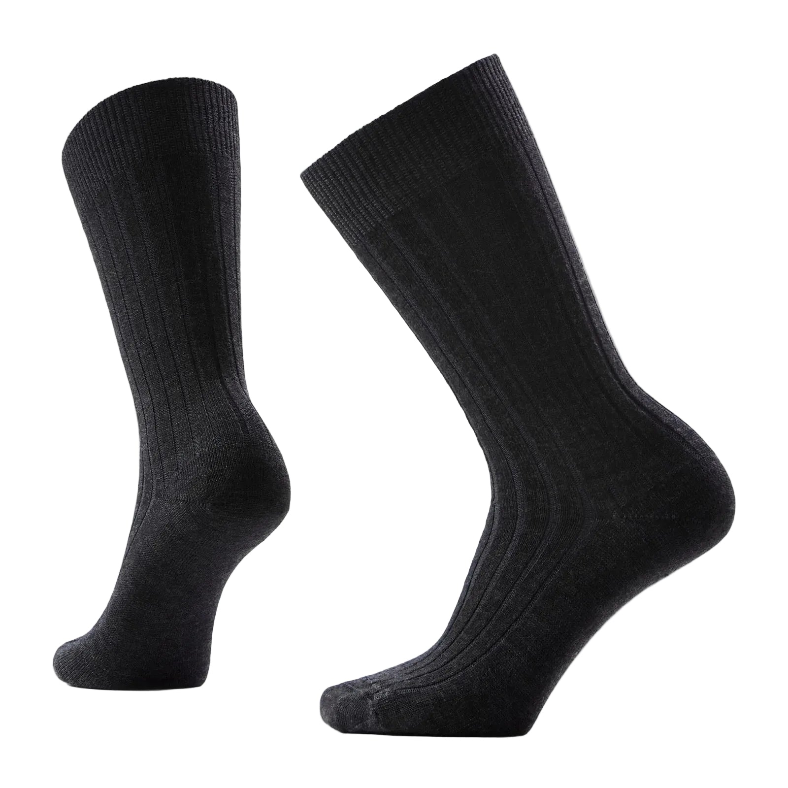 Pair of Smartwool Women’s Everyday Slouchy Rib Tall Crew Socks in Charcoal, showing the slouchy rib-knit design