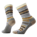Smartwool Women's Everyday Cozy Snowed In Sweater Crew Socks in Light Gray showing the pair with sweater-inspired knit pattern