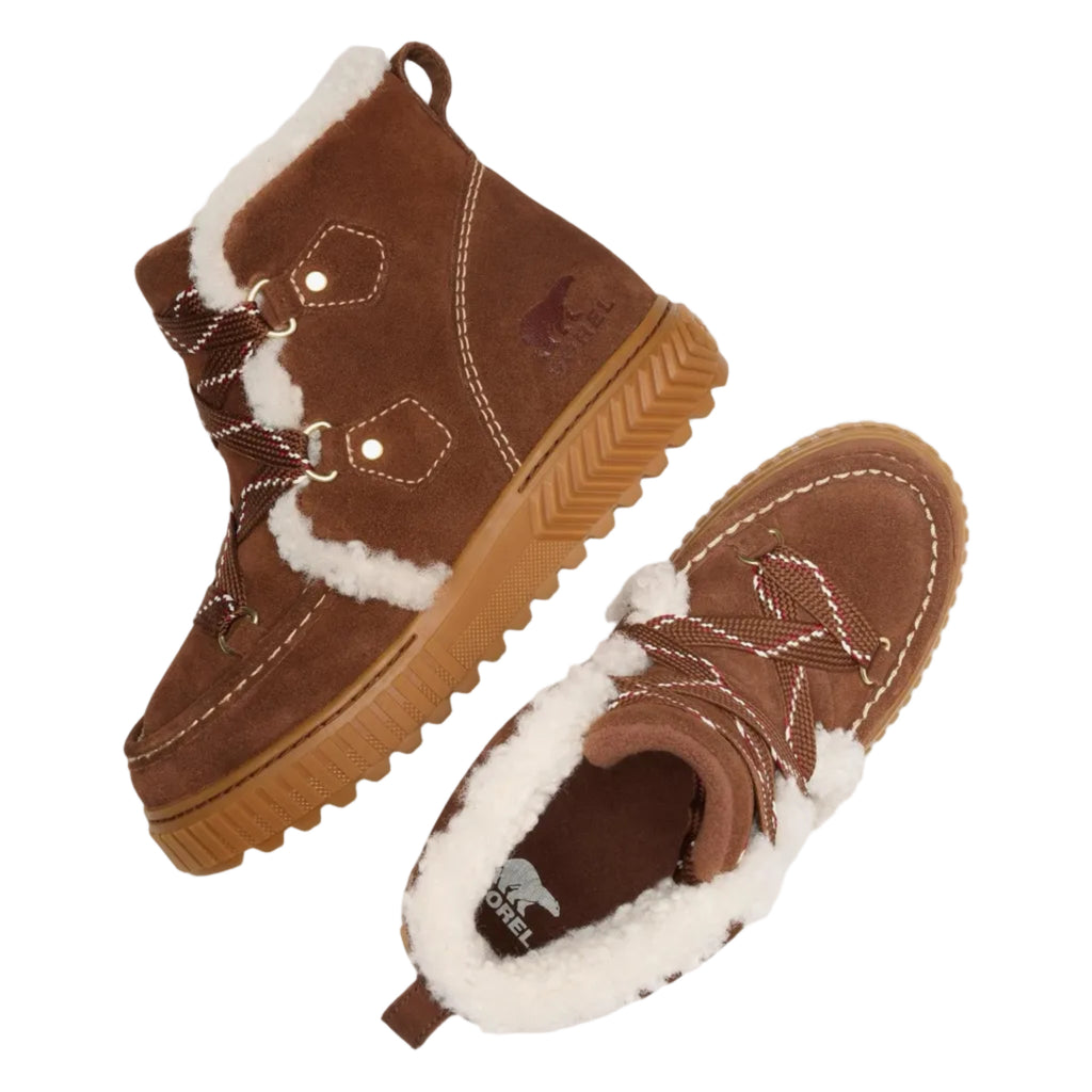 Front and side view of SOREL ONA AVE Alpine Plus Women’s Winter Boot in Dark Auburn/Gum 2
