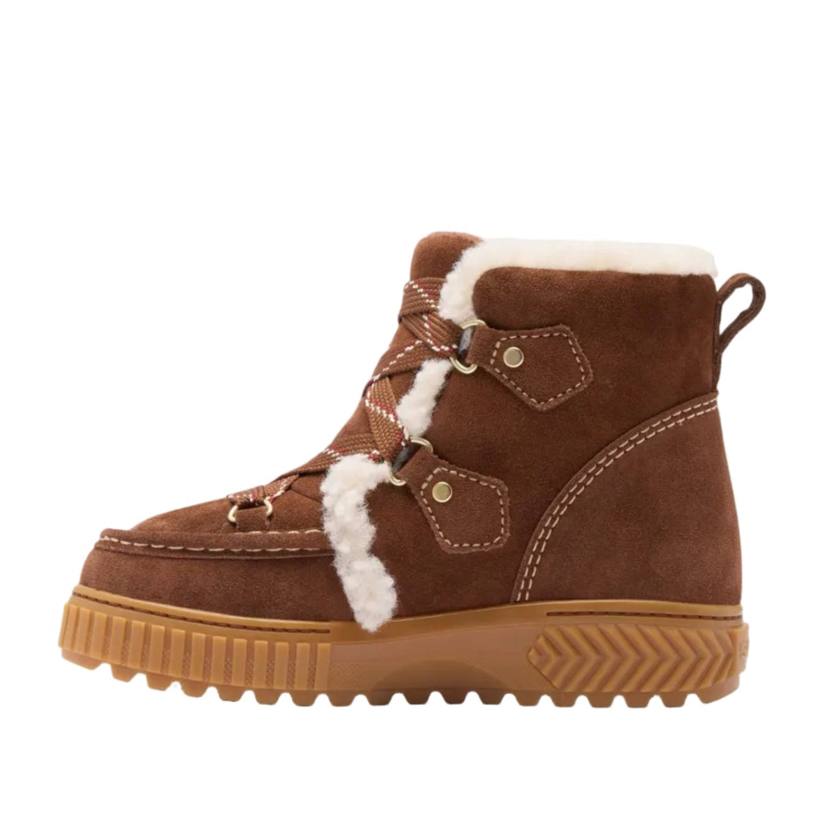 Side view of SOREL ONA AVE Alpine Plus Women’s Winter Boot in Dark Auburn/Gum 2