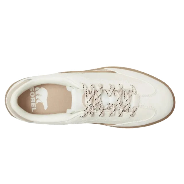 SOREL Women’s ONA Drift Sneaker in Snow and Canoe suede and leather detail