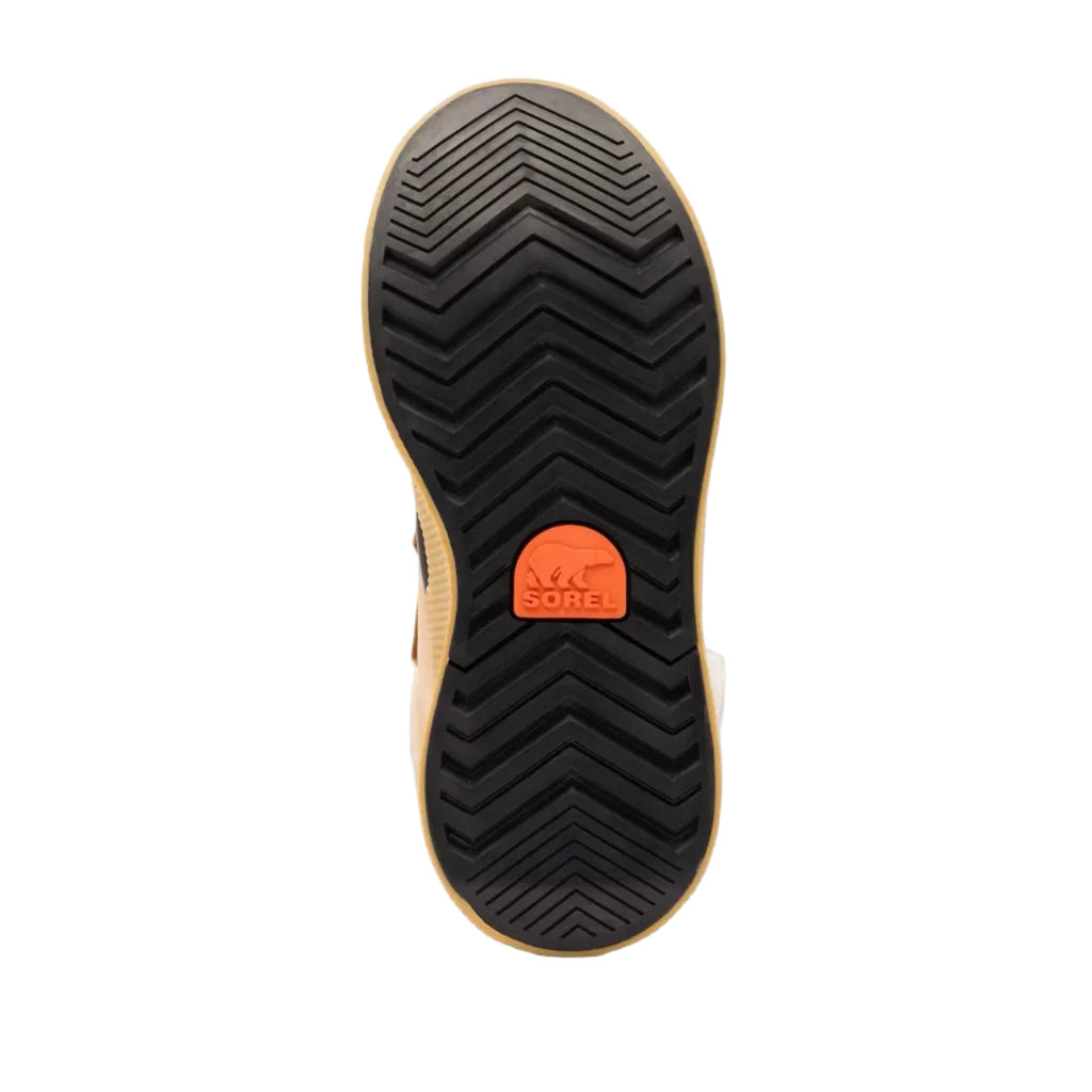 SOREL OUT N ABOUT IV Chillz WP in Tawny Buff Black bottom view