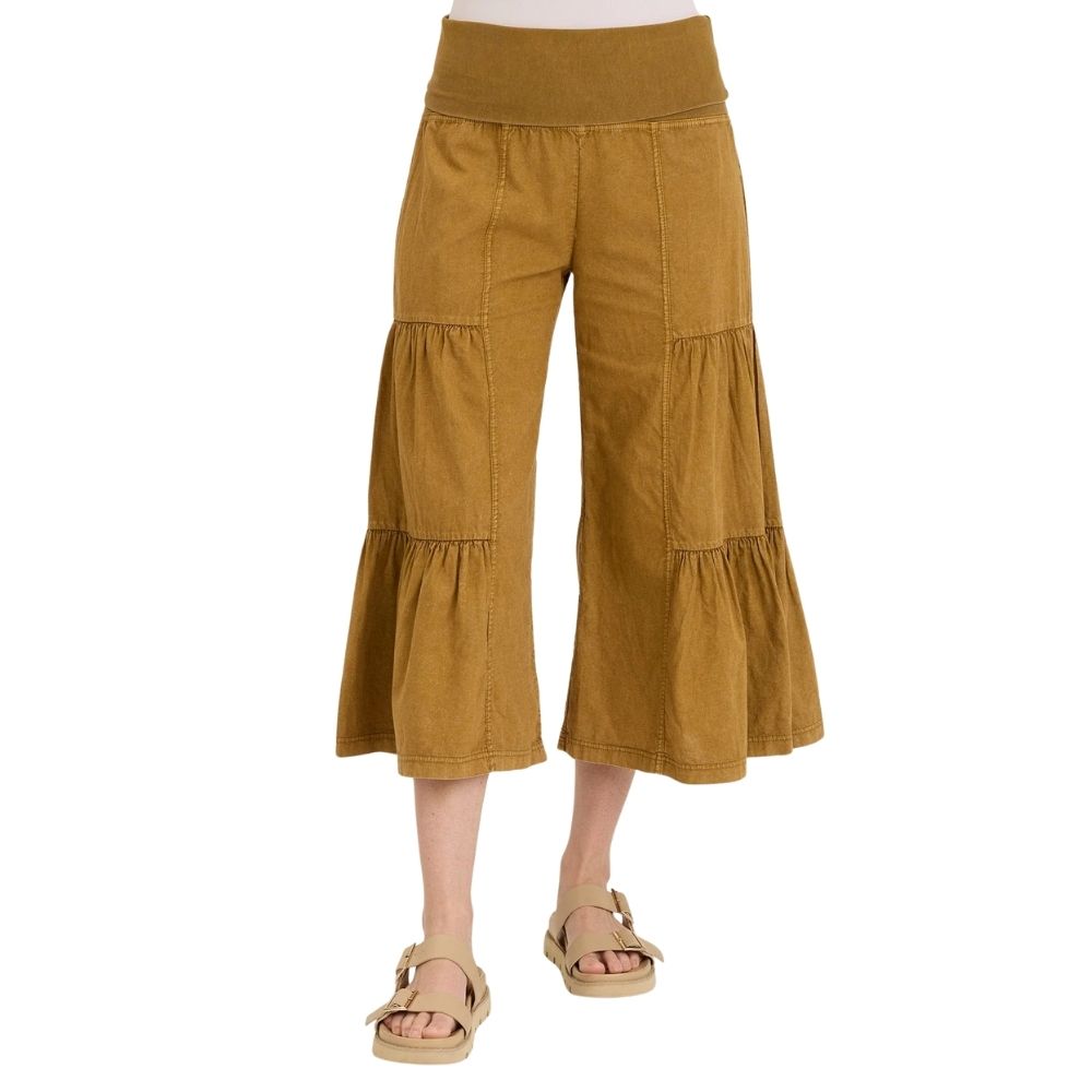 Linen Side-Tier Wide Leg Palazzo