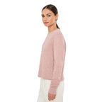 Side view of tasc Performance Sedona Quilt Sweatshirt in Antique Rosy Heather