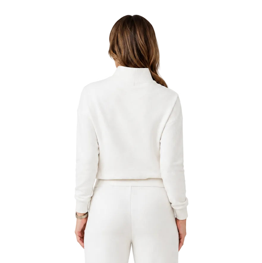 Back view of tasc Performance Stadium FT 1/2 Zip in Coconut Heather